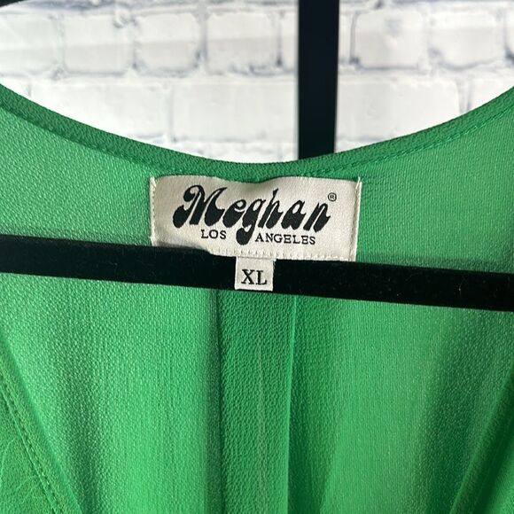 💚 Meghan Los Angeles Green Midi Wrap Dress - XL NWOT - Picture 4 of 5